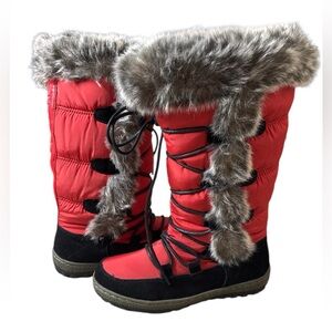 Wanderlust Crimson and Black Fur-Lined Winter Boots